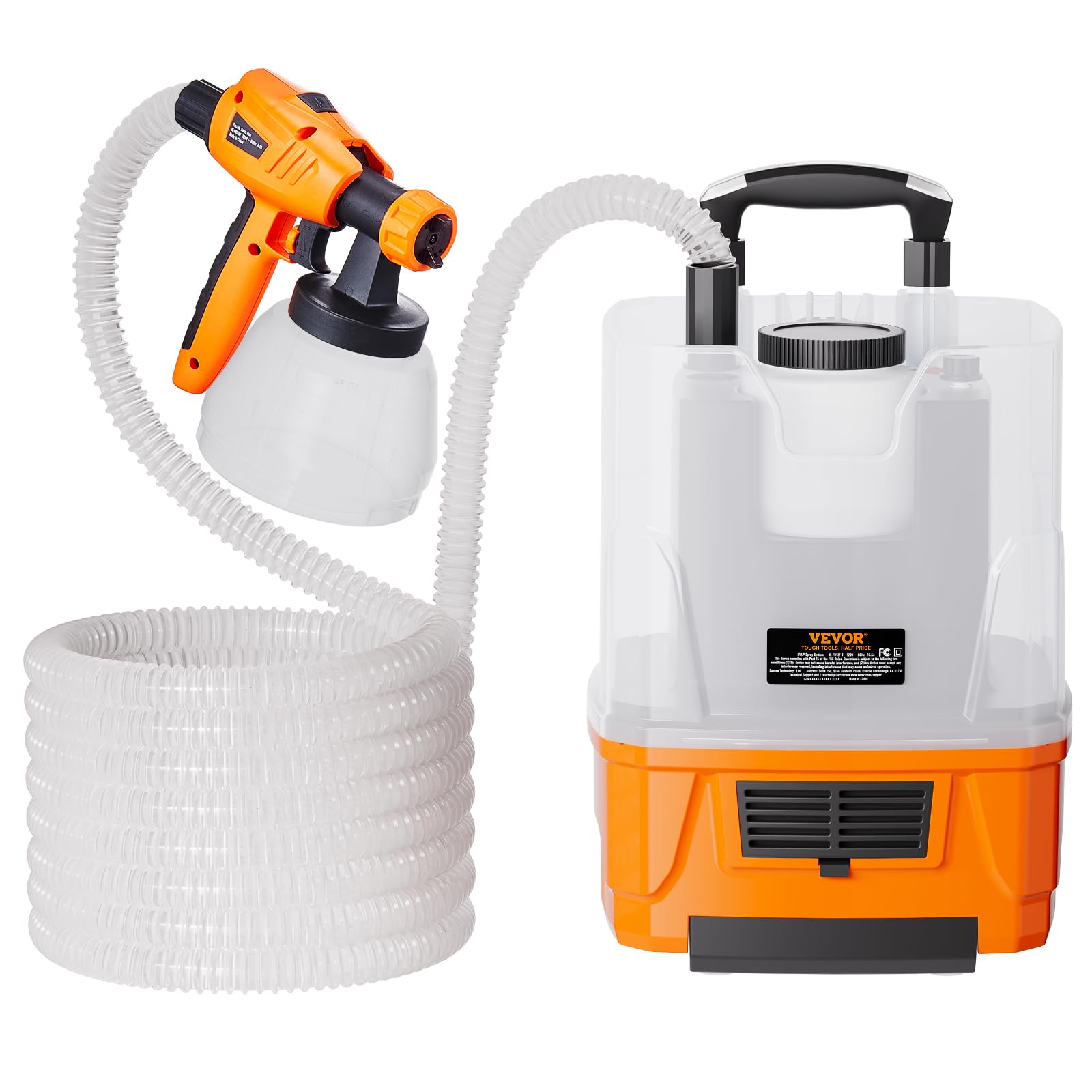 VEVOR Paint Sprayer, 1300W Electric Spray Paint Gun with Air Hose, 1300ml and 800 ml Containers, 5 Copper Nozzles, 150 Din HVLP